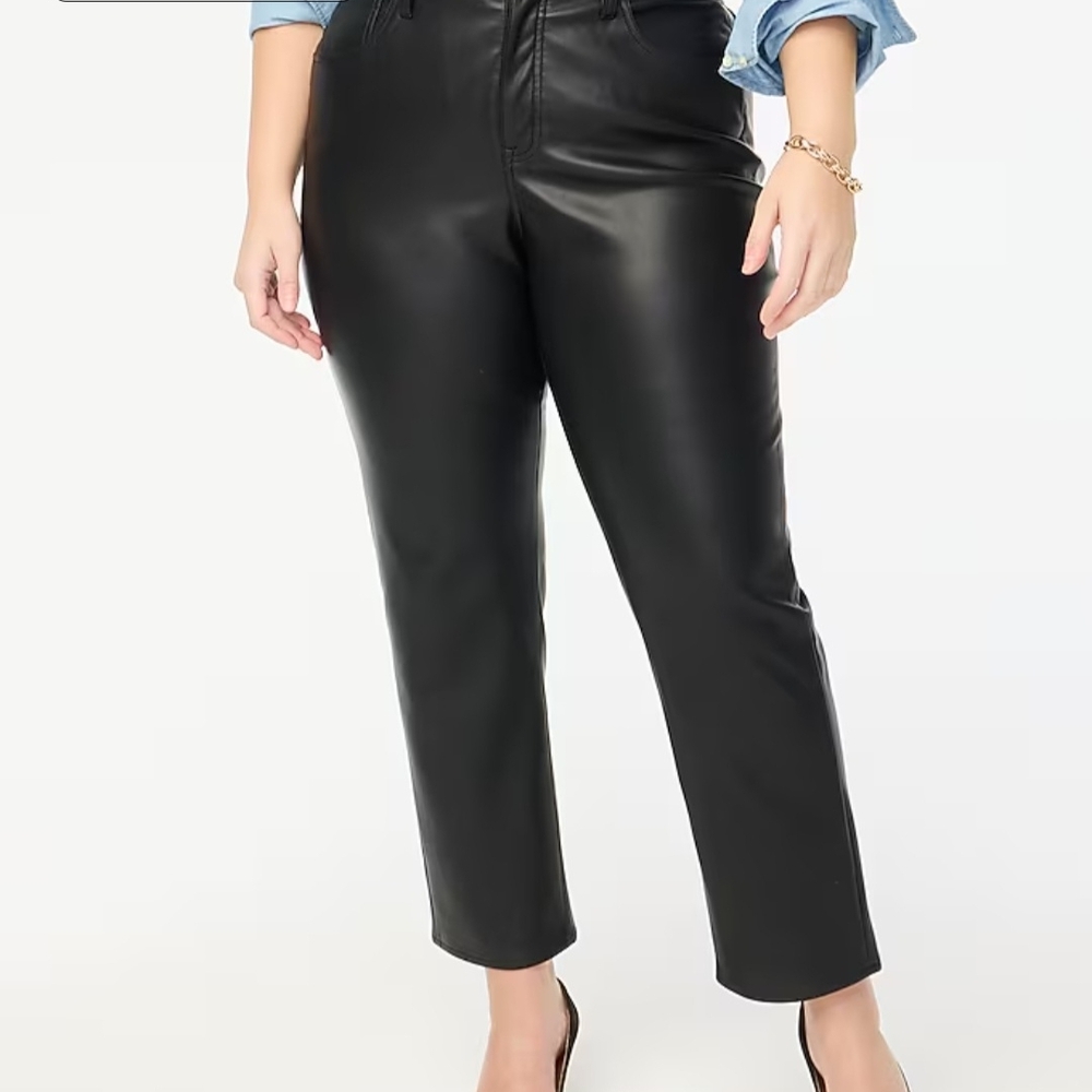 ​J.‎ Crew Re-Imagined Black Faux Leather Straight Leg Pants Size 29
